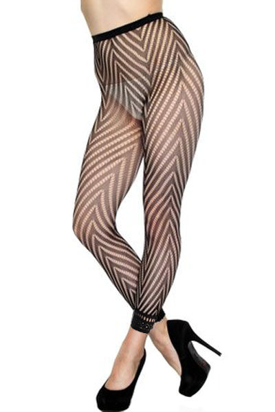 Szexi nyíl mintás necc leggings, fekete