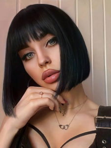 bob fazonú paróka fekete